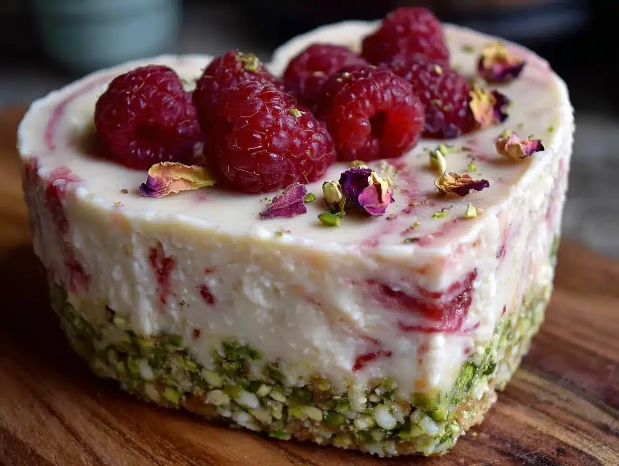 heart-shaped raspberry rose cheesecake preparation steps