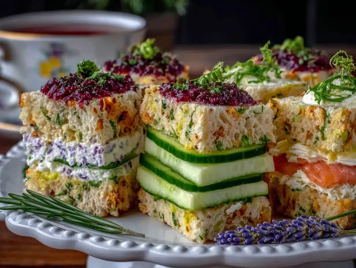 Lavender Earl Grey afternoon tea sandwiches preparation steps