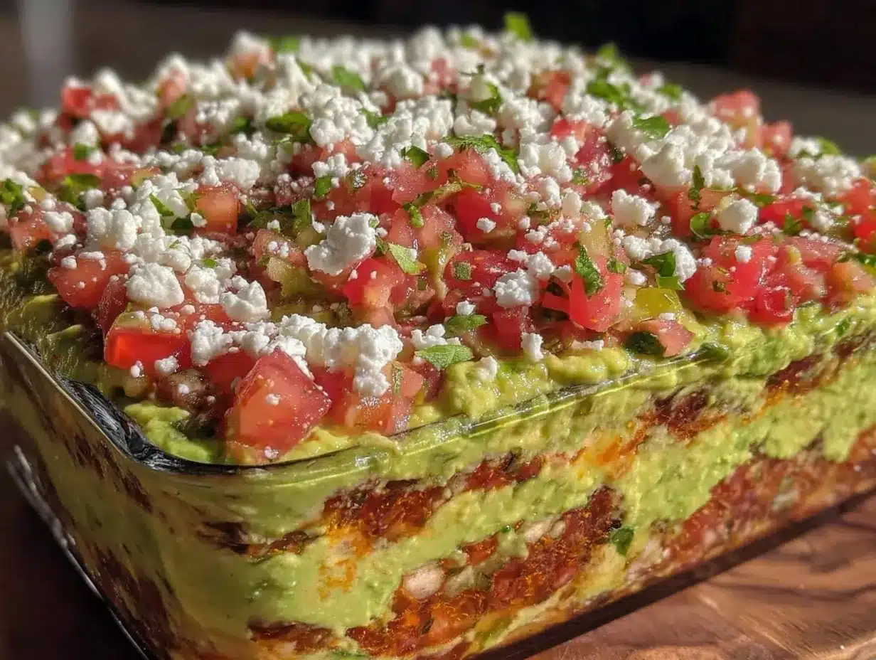 layered guacamole dip preparation steps