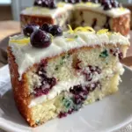 lemon blueberry layer cake - featured image