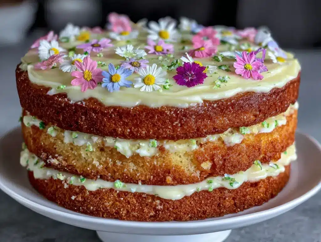 lemon elderflower naked cake - featured image