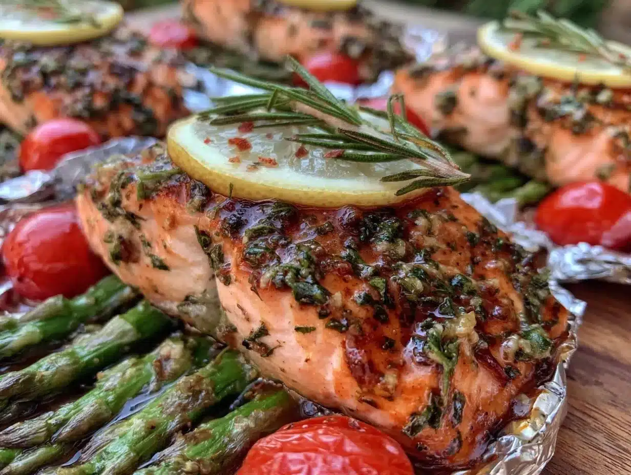 lemon herb salmon foil packets preparation steps