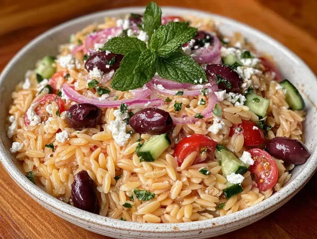Mediterranean Orzo Pasta Salad preparation steps