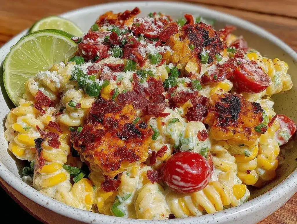 mexican street corn pasta salad - featured image