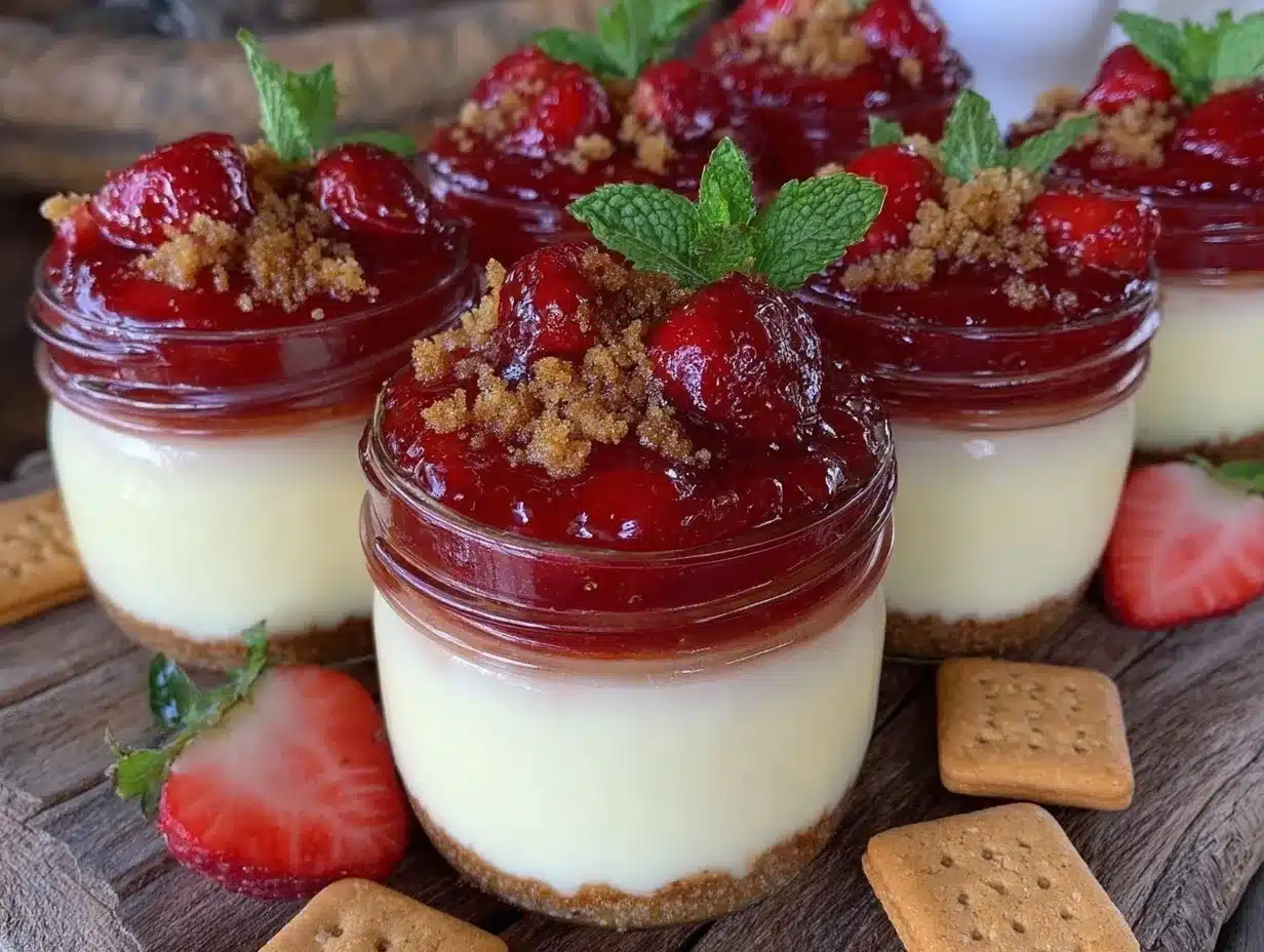 no bake strawberry cheesecake jars preparation steps
