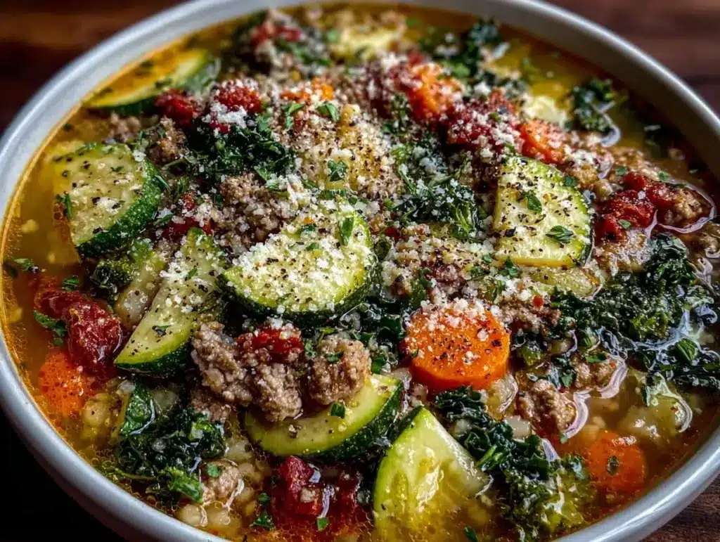 one-pot ground turkey veggie soup - featured image