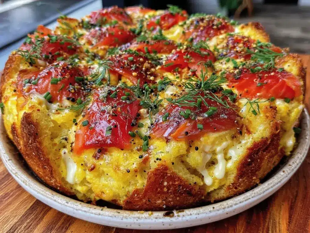 overnight bagel breakfast casserole - featured image