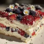 red white blue berry icebox cake - featured image