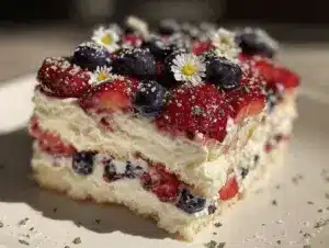 red white blue berry icebox cake - featured image