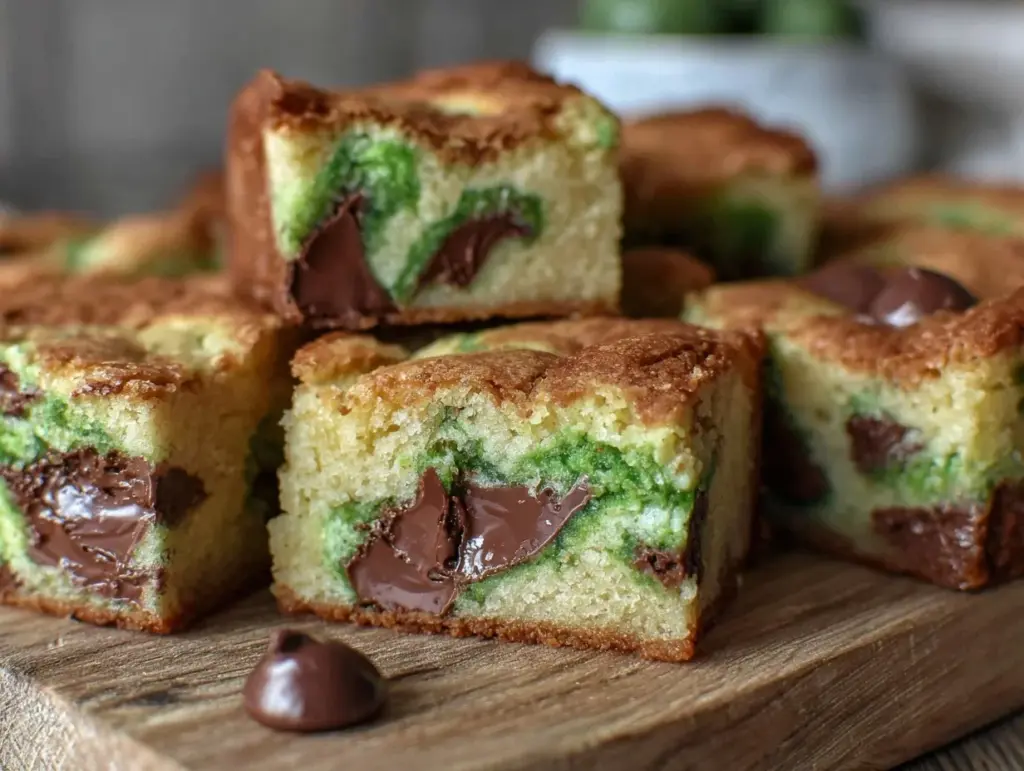shamrock mint chocolate chunk blondies - featured image