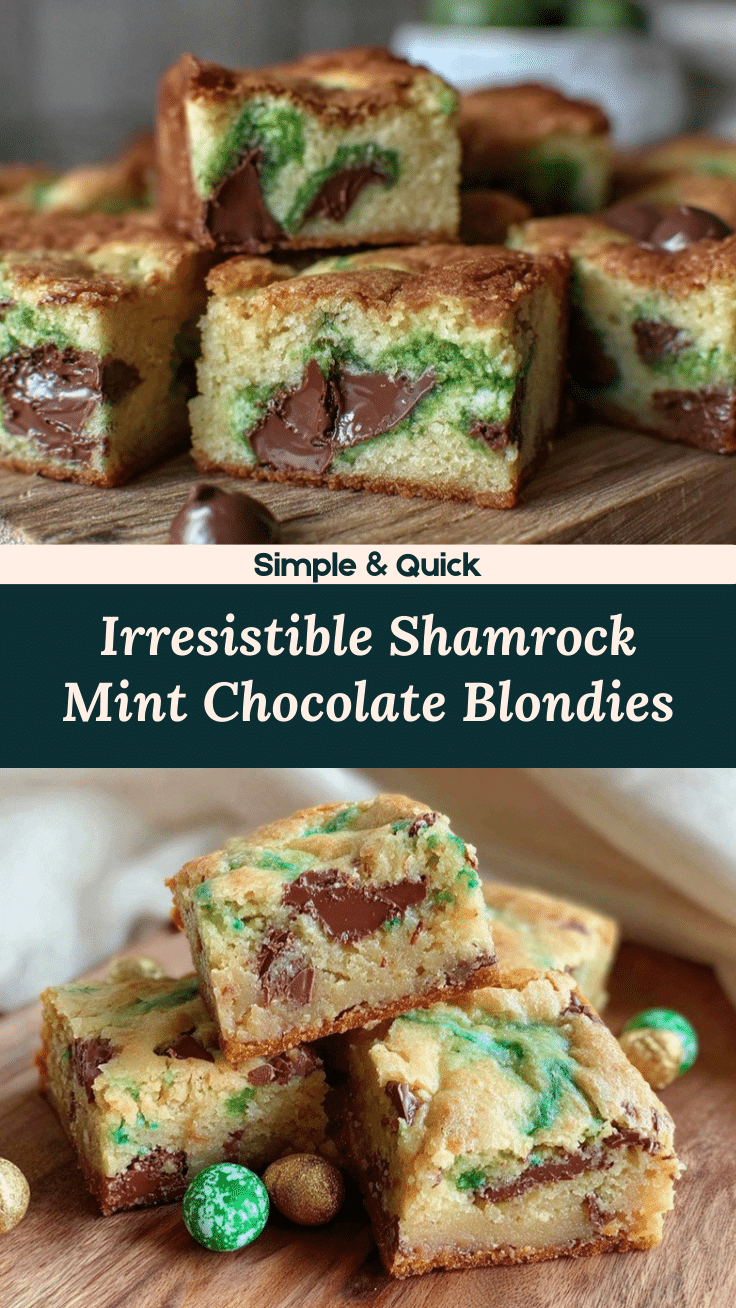 shamrock mint chocolate chunk blondies recipe