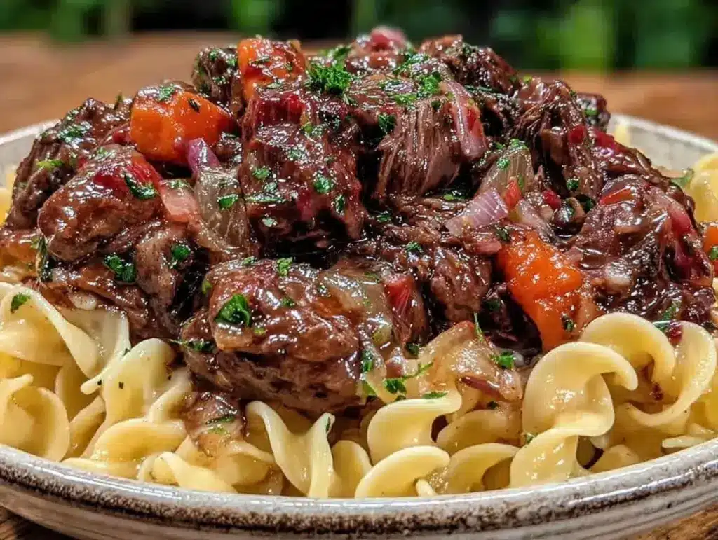 slow cooker beef bourguignon - featured image