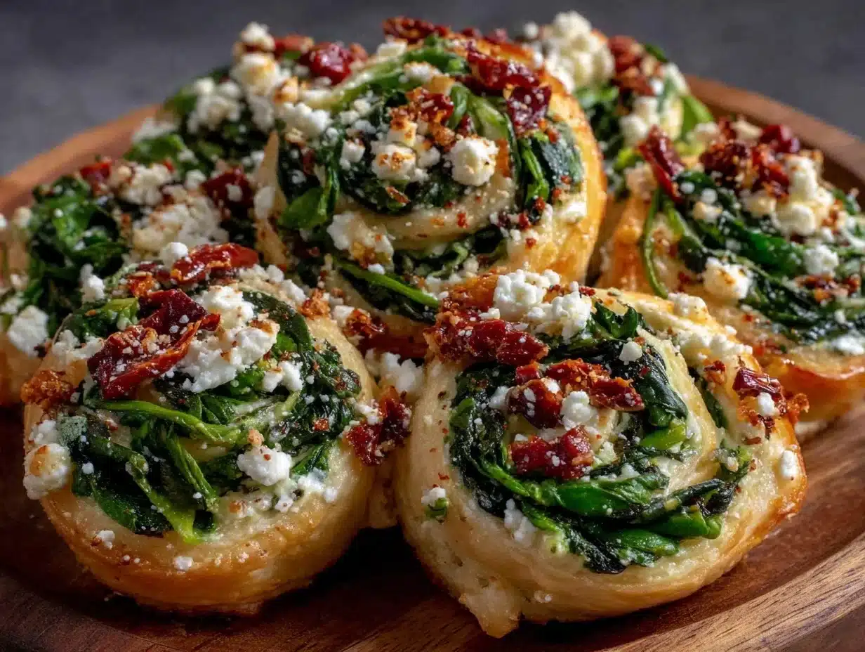 spinach and feta pinwheel appetizers - featured image
