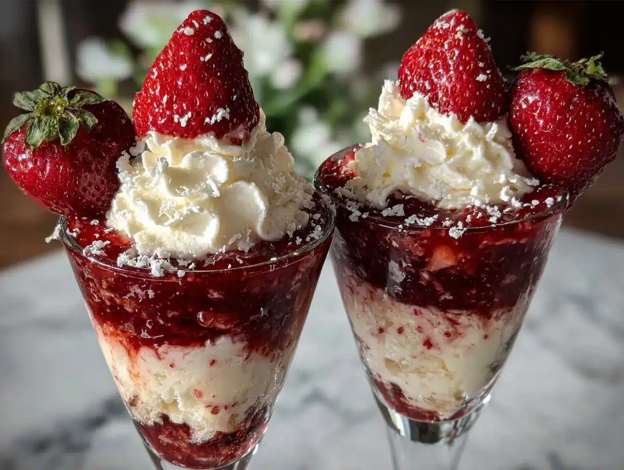 champagne strawberry shortcake shooters preparation steps