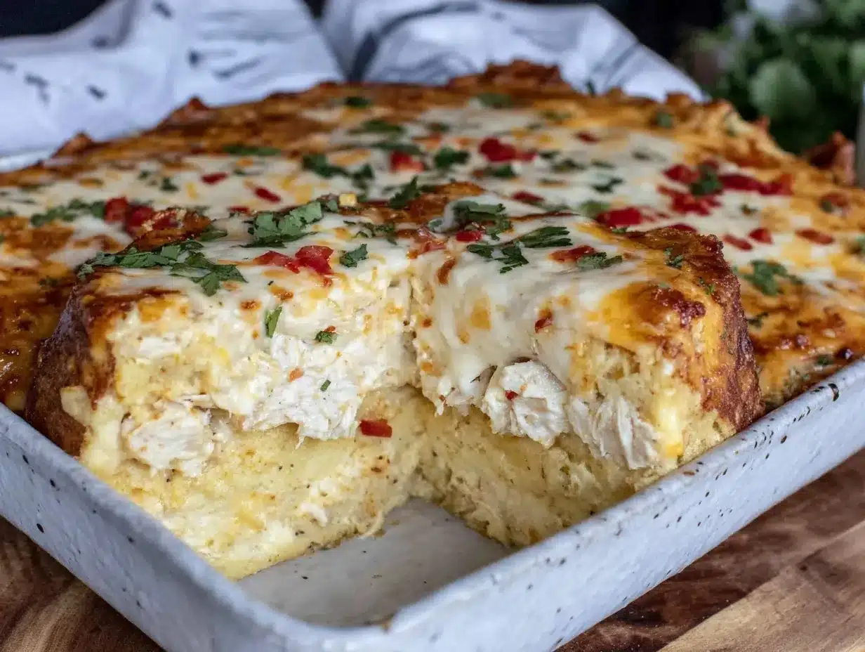 creamy green chile chicken enchilada casserole preparation steps