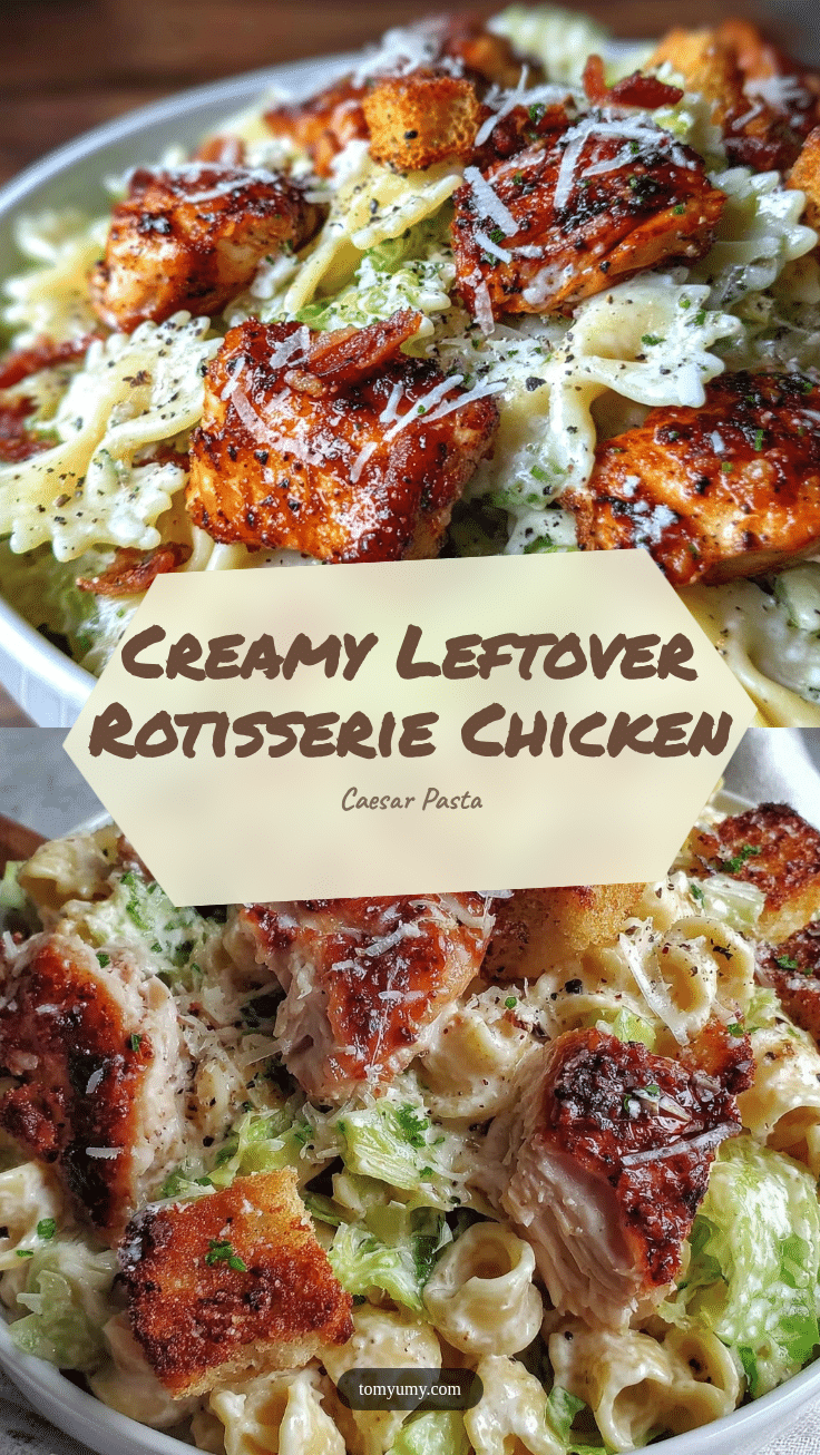 creamy leftover rotisserie chicken caesar pasta salad recipe