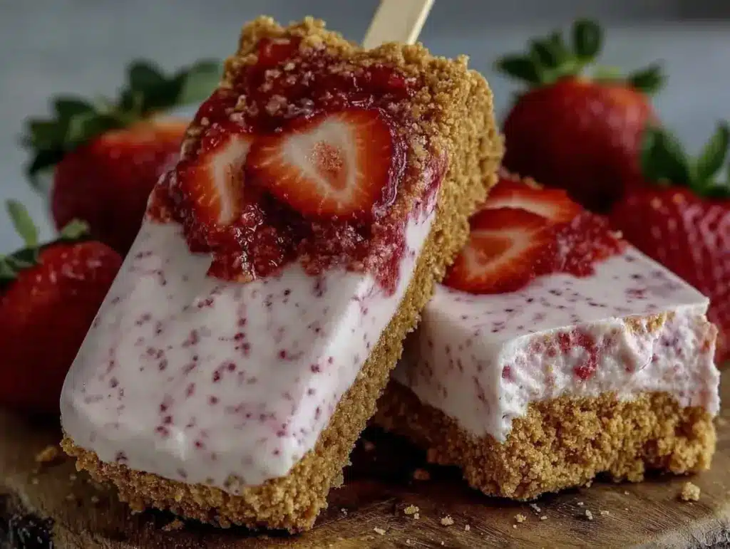 creamy strawberry cheesecake popsicles - featured image