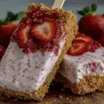 creamy strawberry cheesecake popsicles - featured image