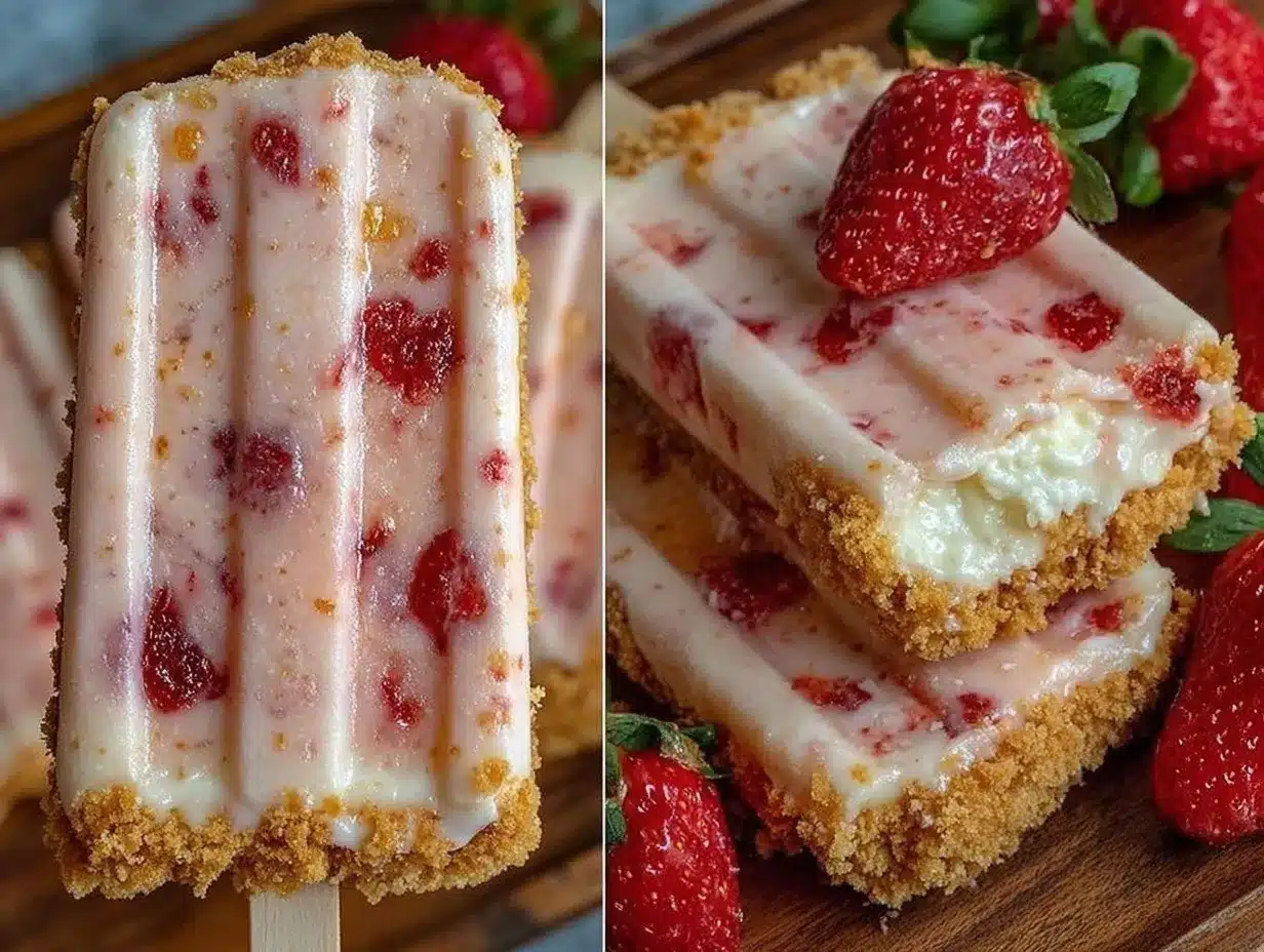 creamy strawberry cheesecake popsicles preparation steps