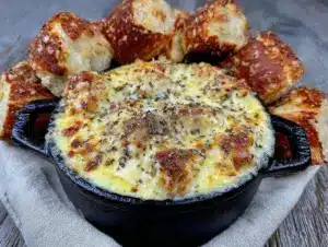creamy three cheese beer fondue - featured image