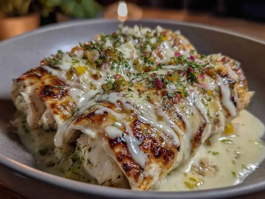 creamy white chicken enchiladas - featured image