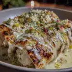 creamy white chicken enchiladas - featured image