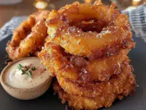 crispy beer battered onion rings - featured image