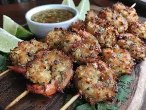crispy coconut shrimp skewers - featured image