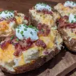 crispy loaded twice baked potatoes - featured image