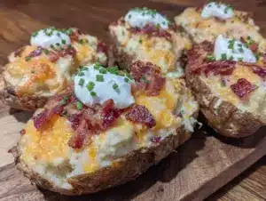 crispy loaded twice baked potatoes - featured image