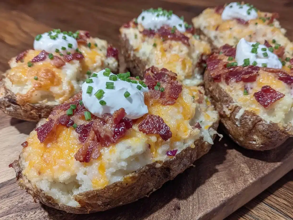 crispy loaded twice baked potatoes - featured image