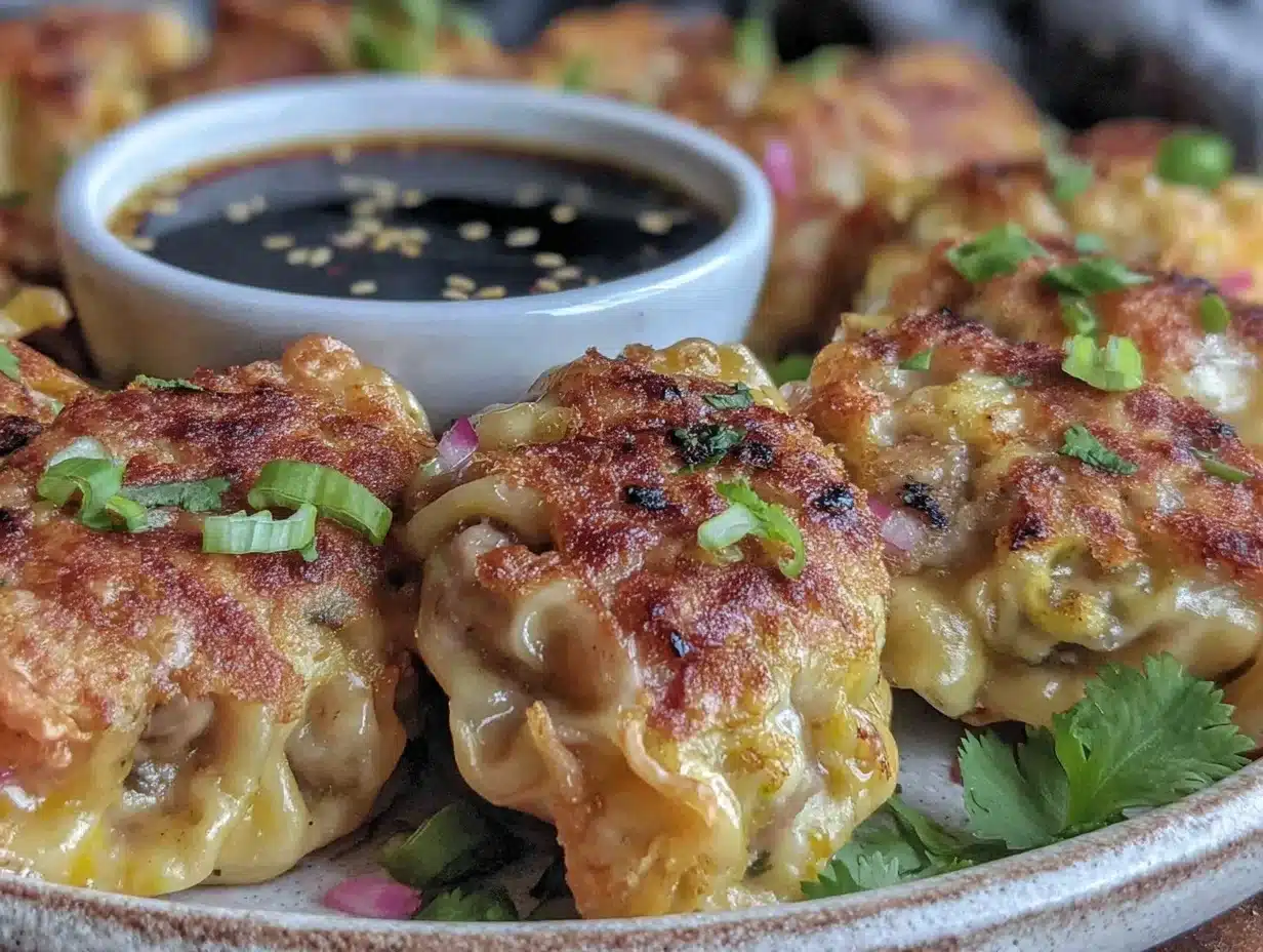 crispy pan-fried pork and ginger potstickers - featured image