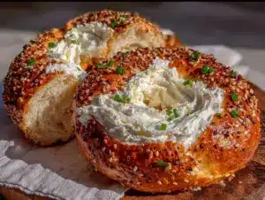 everything bagels with cream cheese - featured image
