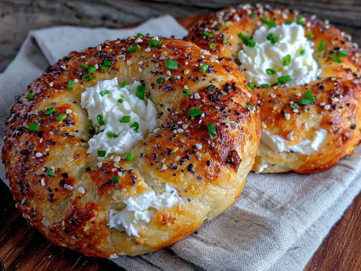 everything bagels with cream cheese preparation steps