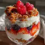 fresh greek yogurt berry parfait - featured image