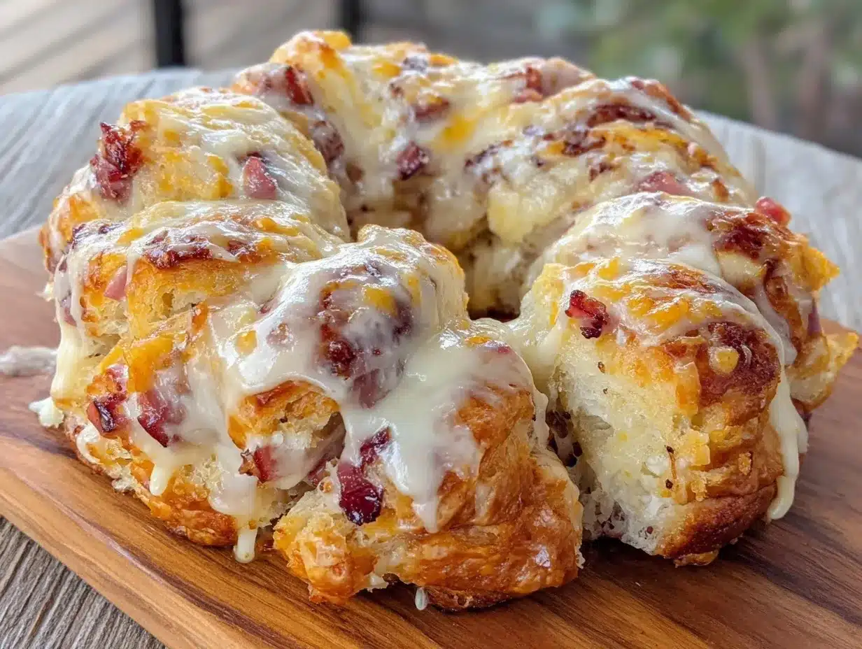 ham and cheese croissant ring pull-apart preparation steps