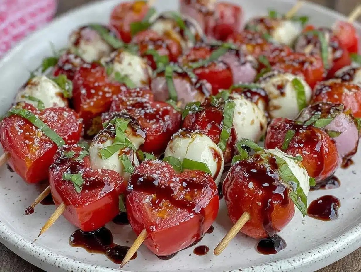 heart-shaped caprese skewers - featured image