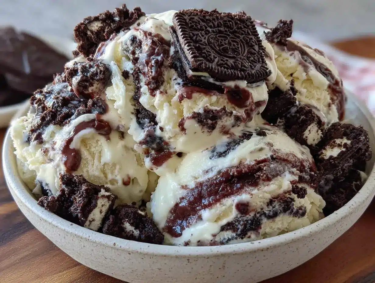 no-churn cookies and cream ice cream preparation steps