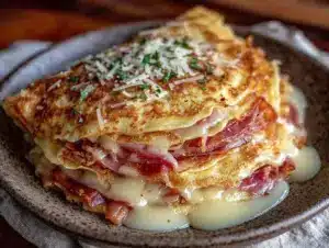 savory ham and gruyere crepes - featured image