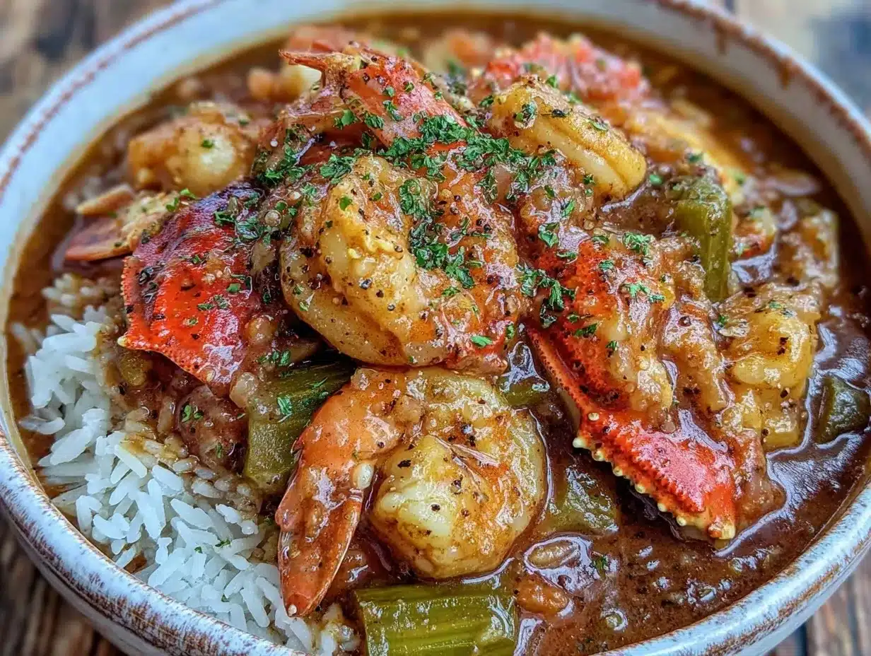 seafood gumbo with shrimp crab and okra preparation steps