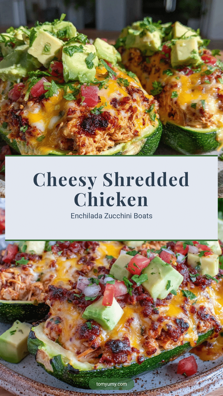 shredded rotisserie chicken enchilada stuffed zucchini boats recipe