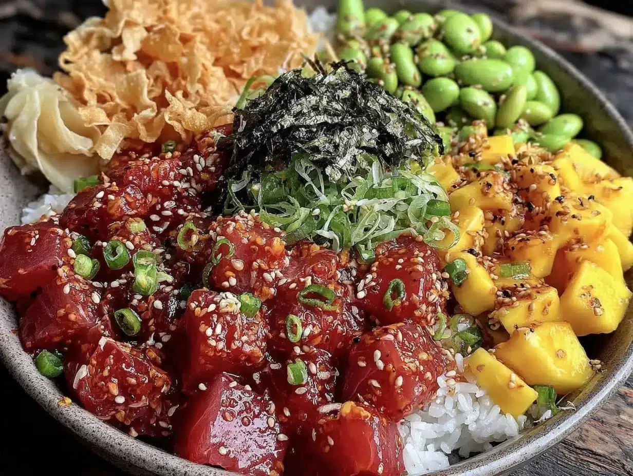 spicy ahi tuna poke bowl preparation steps
