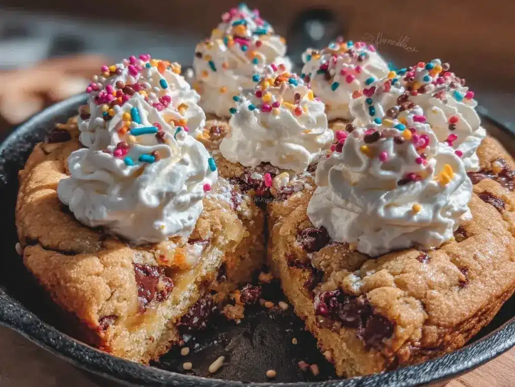 birthday cake skillet cookie - featured image