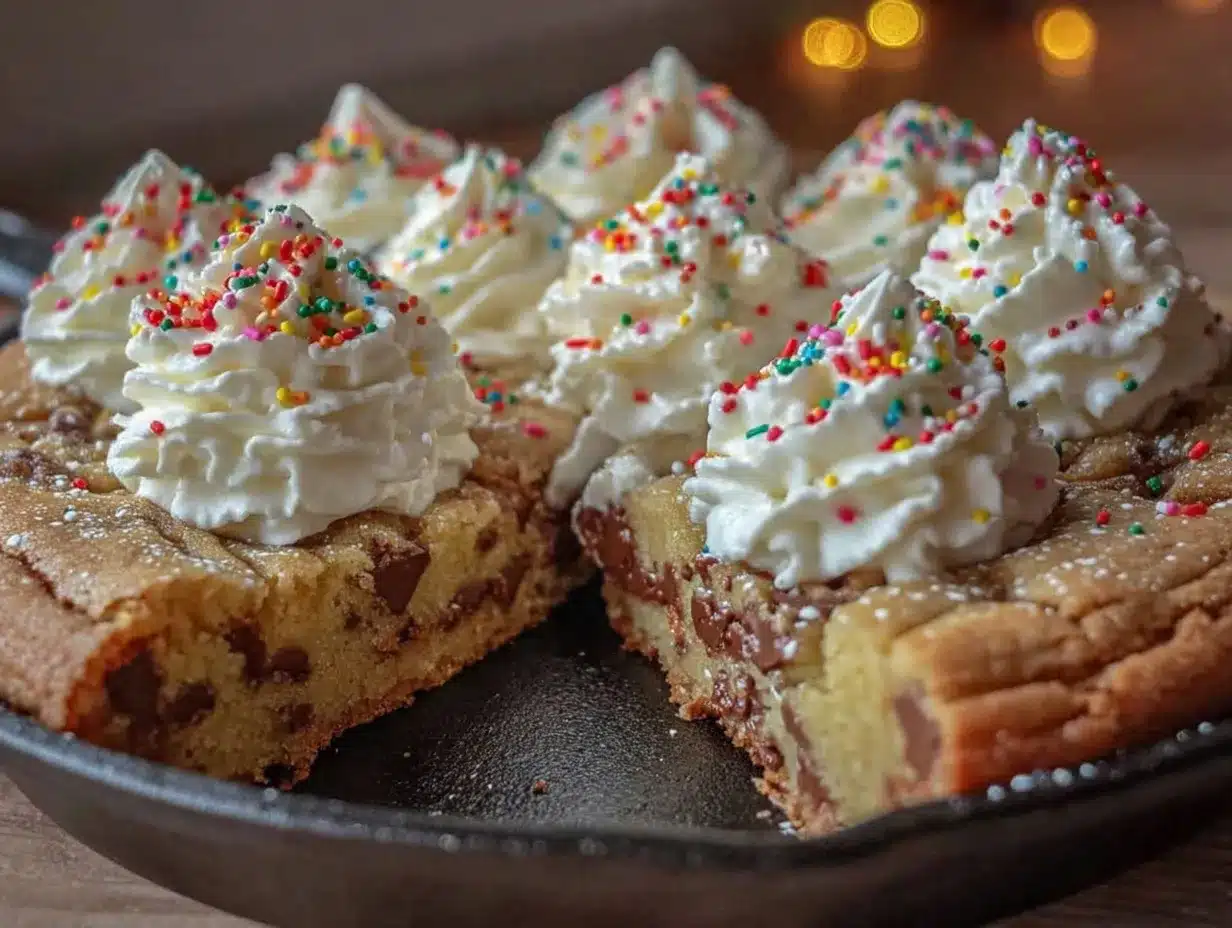 birthday cake skillet cookie preparation steps
