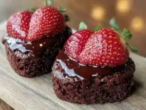 chocolate covered strawberry brownie hearts - featured image