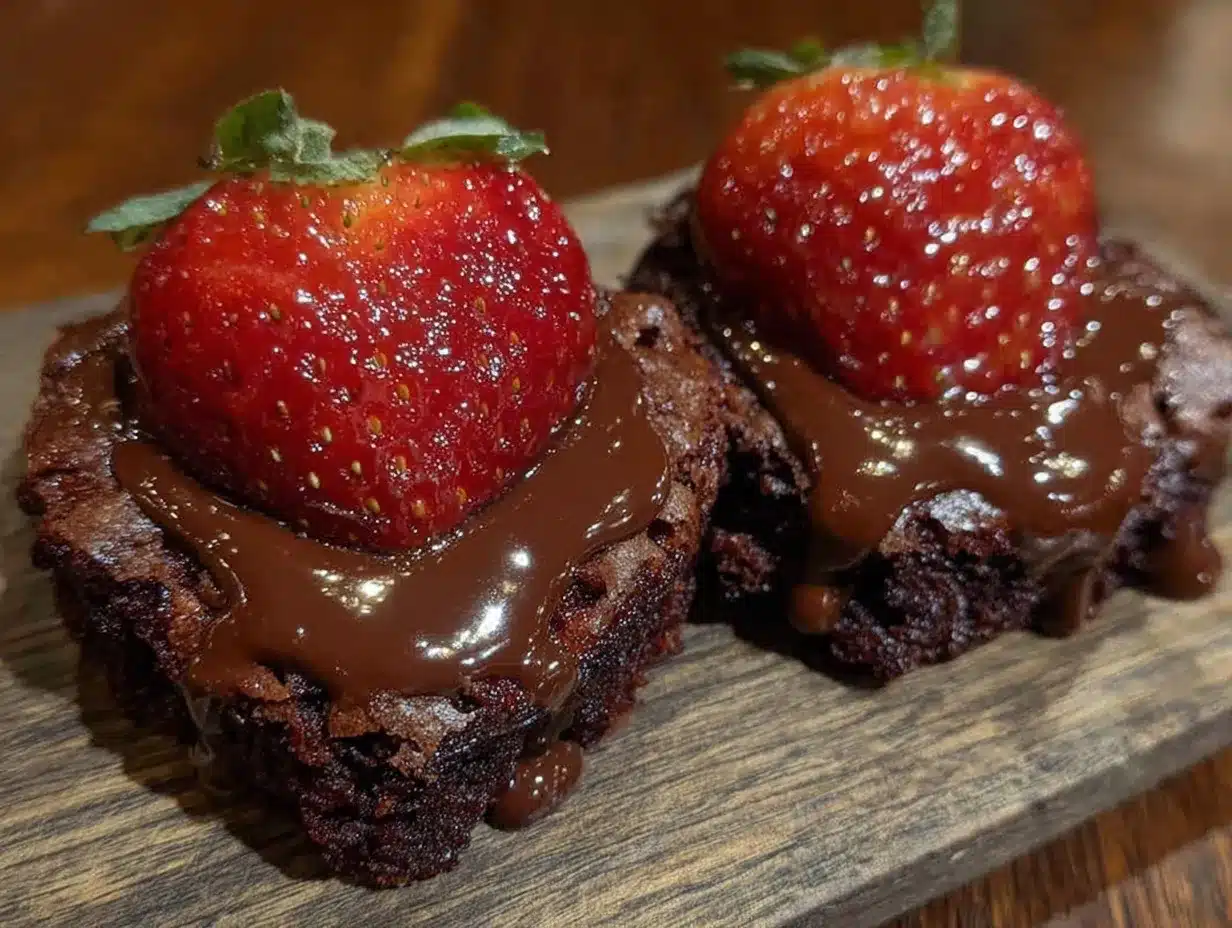 chocolate covered strawberry brownie hearts preparation steps