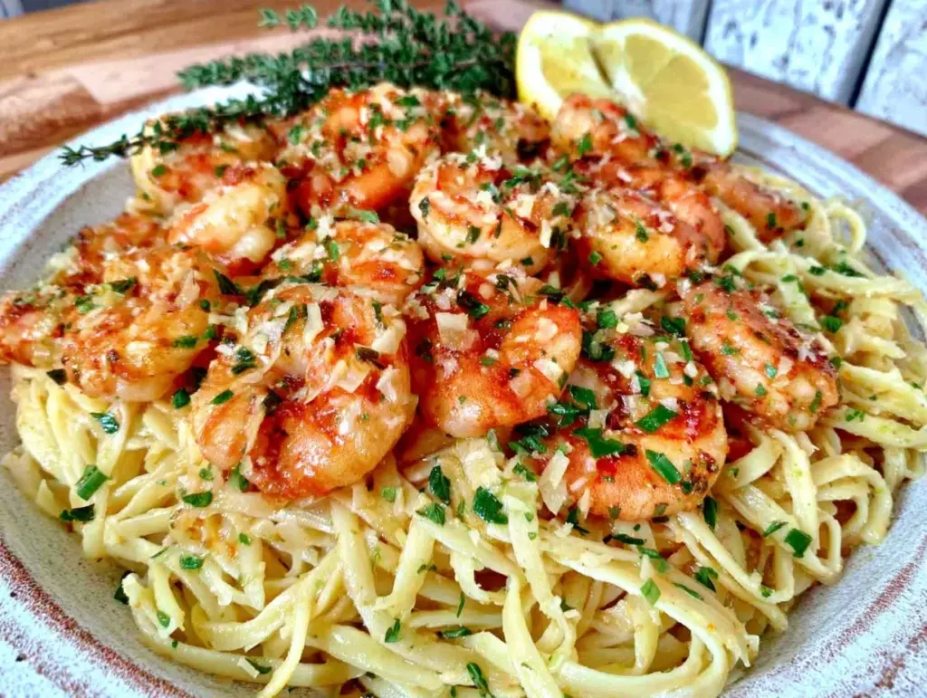 coastal grandmother shrimp linguine - featured image