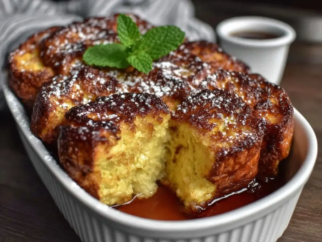 crispy stale bread french toast casserole - featured image