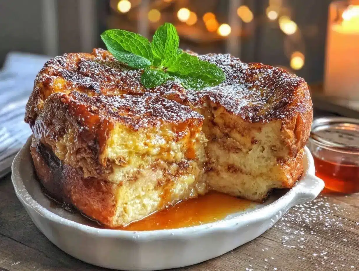 crispy stale bread french toast casserole preparation steps