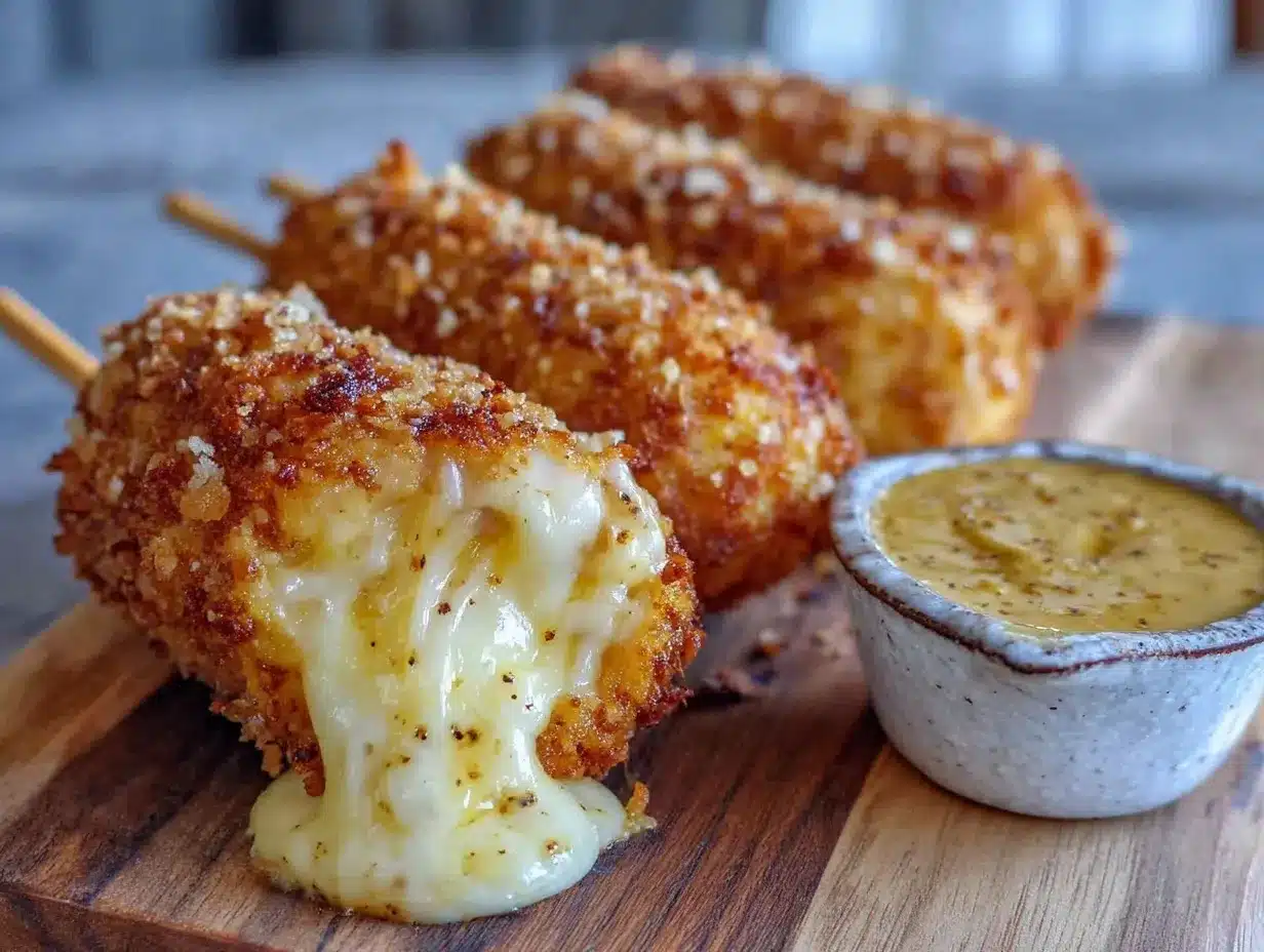 crispy stretchy mozzarella corn dogs preparation steps